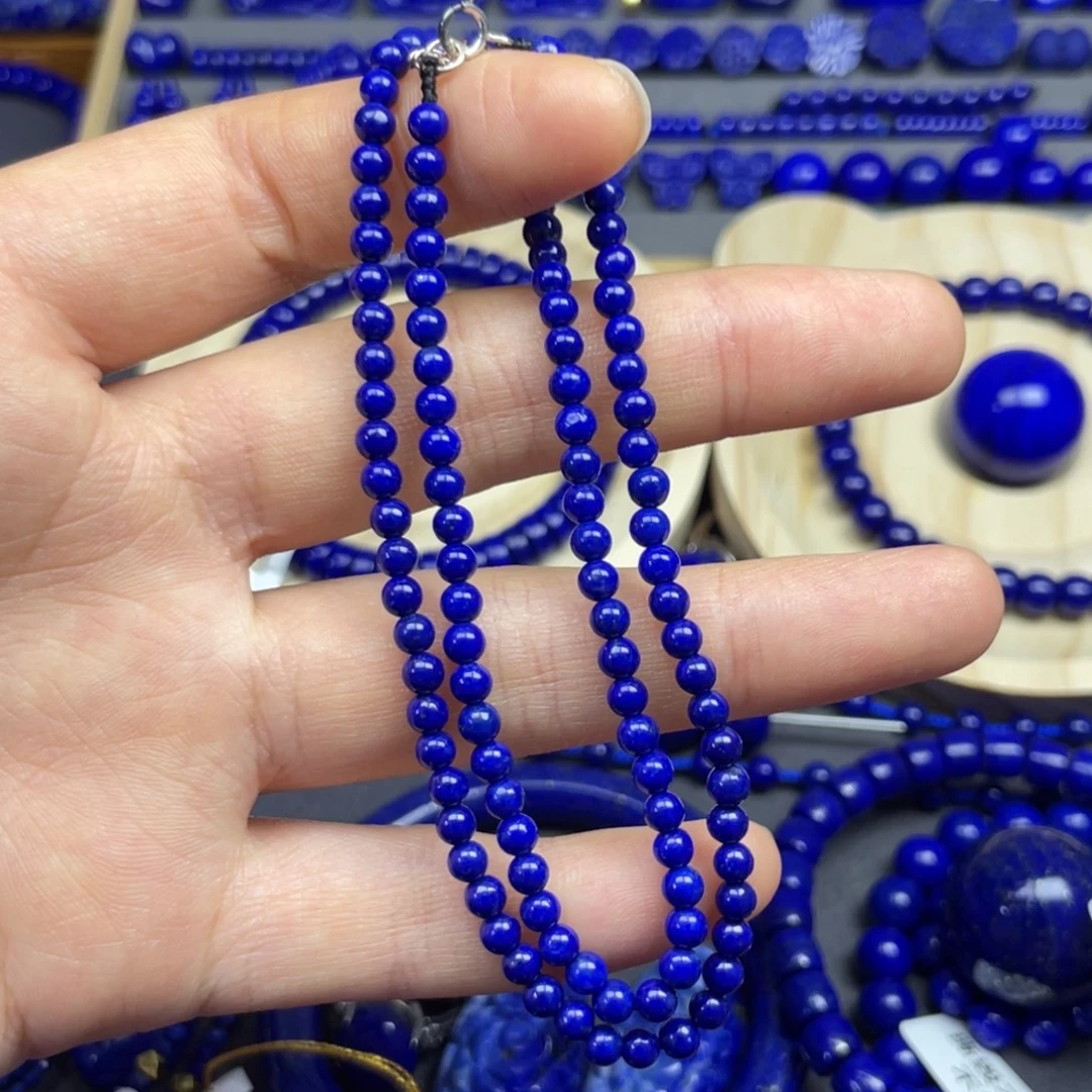 青金石未镶嵌圆珠锁骨链3+