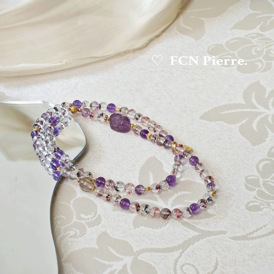 【财女】设计款三圈超七水晶手串5-6mm~