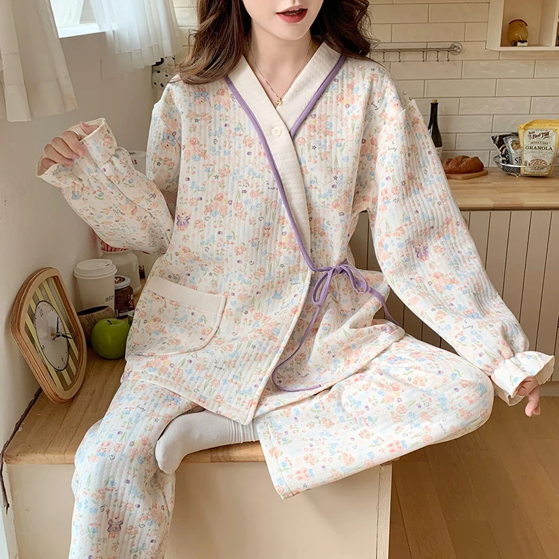 空气棉月子服11-12月份产妇秋冬季纯棉加厚产后孕妇睡衣哺乳喂奶