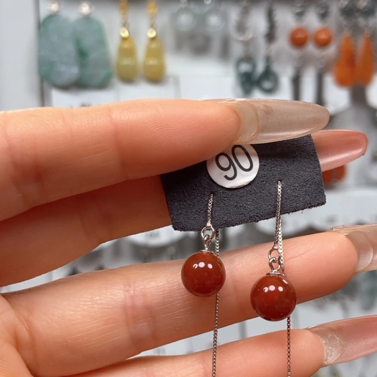 【闪购商品】翡翠耳饰银S925镶嵌优化耳饰