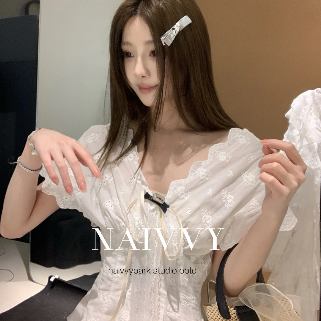 小树专属【油画栀子】春夏甜妹简约韩版显瘦纯欲小众设计款上衣