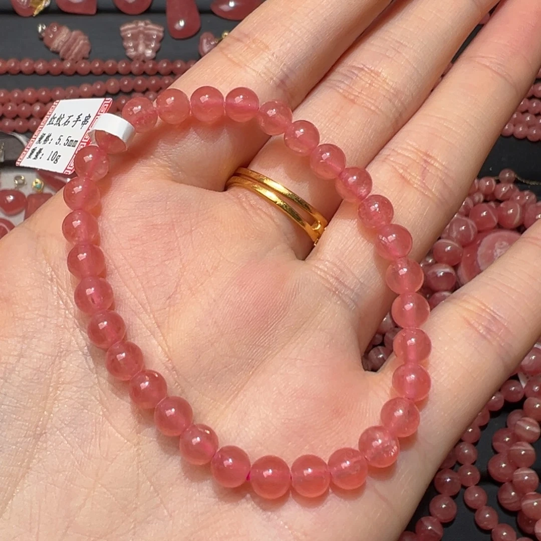 菱锰矿（红纹石）未镶嵌手绳