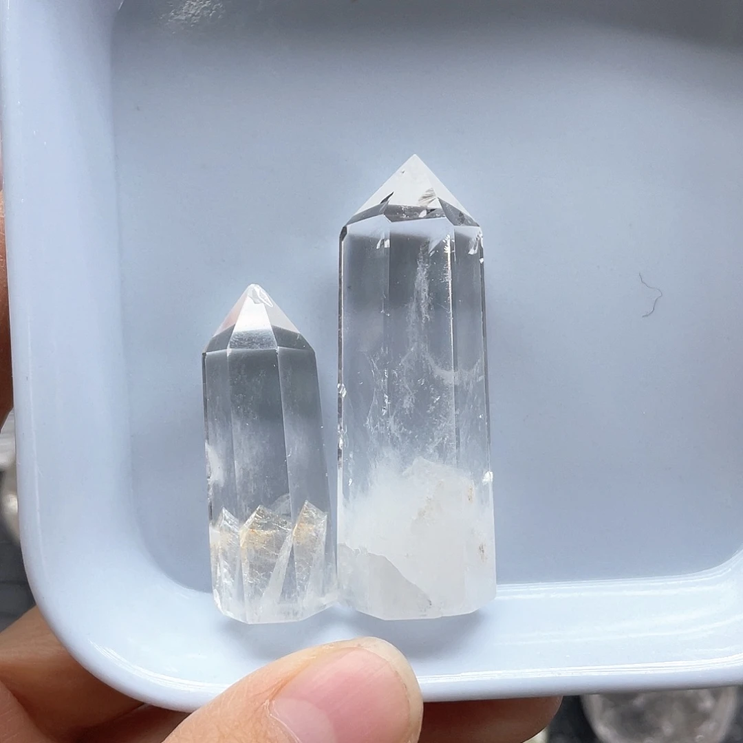 水晶未镶嵌珠宝半成品57蓝针小柱微瑕放漏