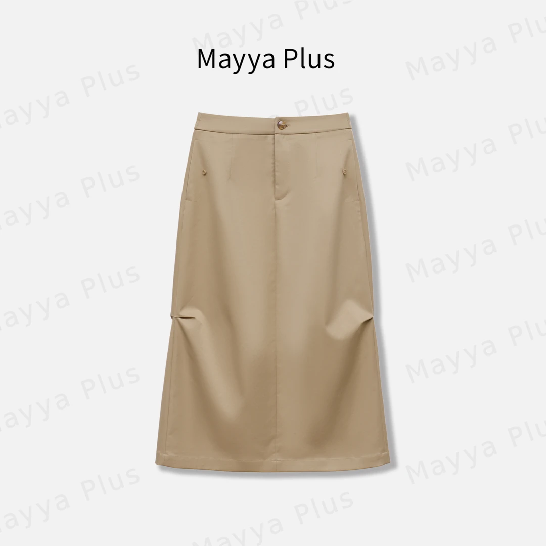 【比利时】Mayya Plus麦芽定制轻奢气质显瘦欧若风梭织半裙32528101