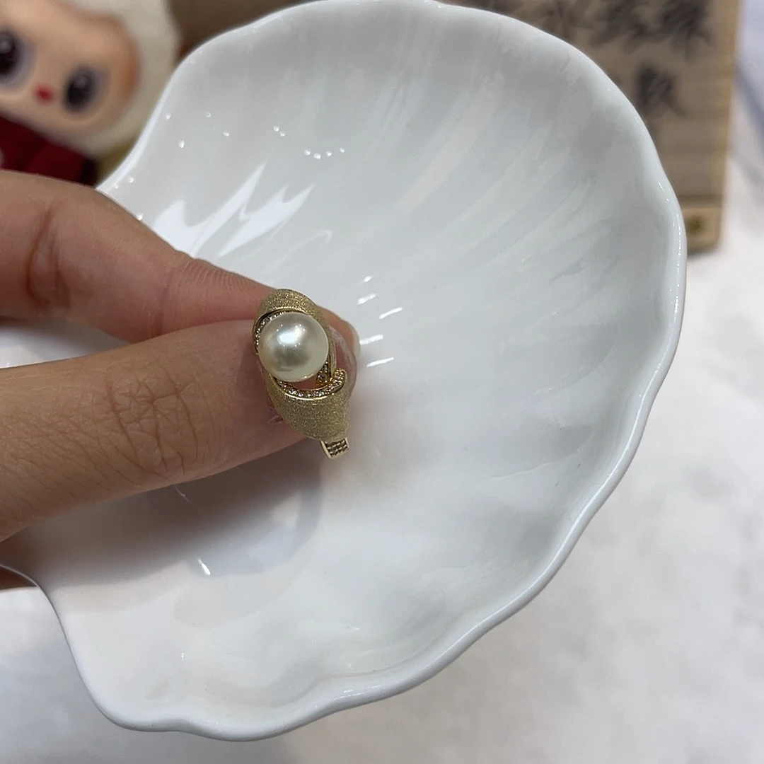 银S925镶嵌戒指海水珍珠