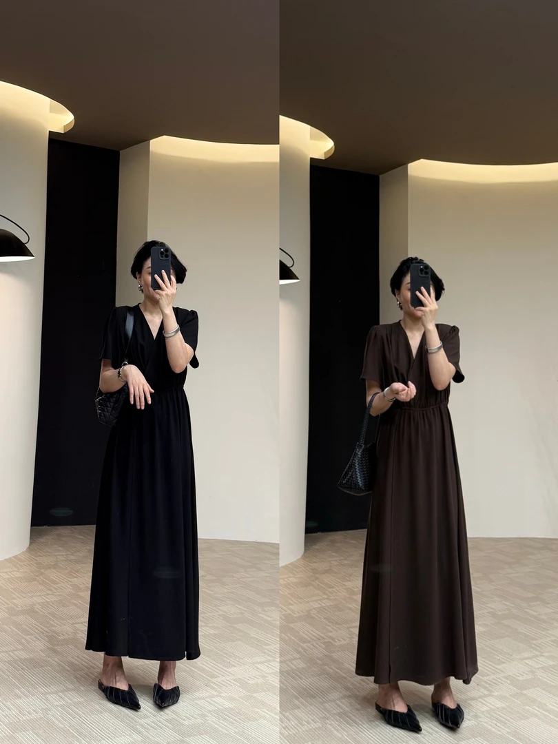 美丽定制极简轻奢半袖长裙160斤以内显瘦气质