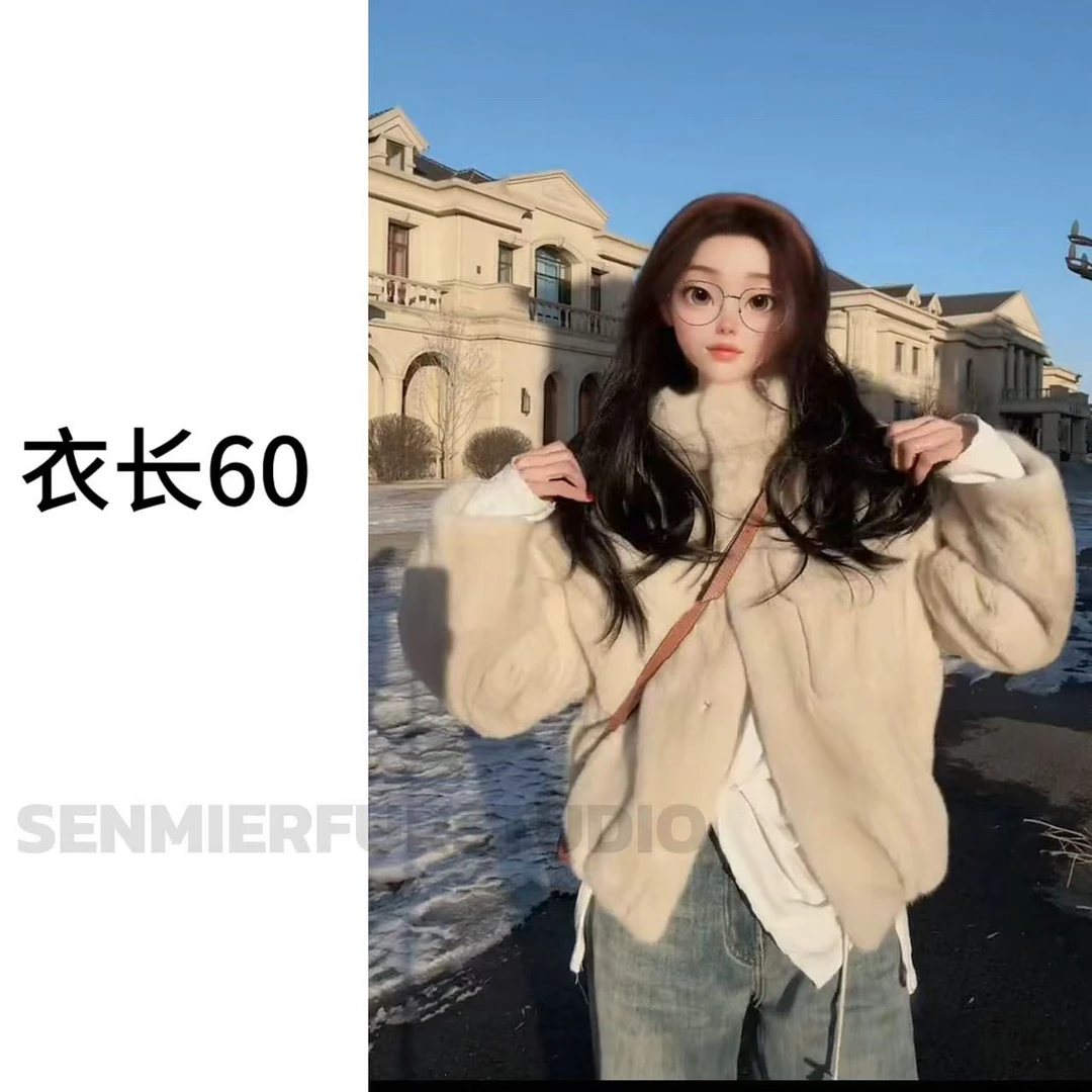 【七七来了】2024新款水貂外套冬季皮草时尚女款经典24072-27