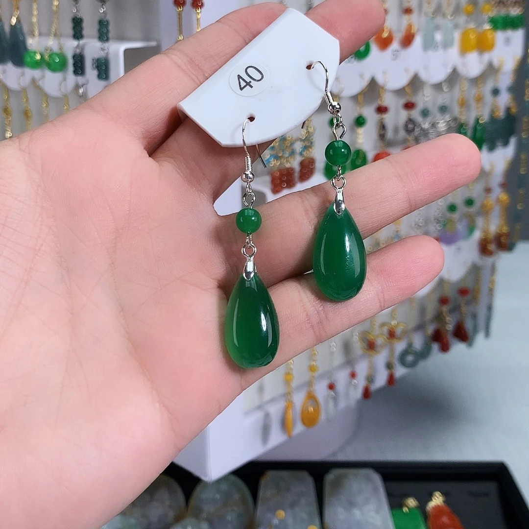 未镶嵌耳钉玛瑙/玉髓耳坠