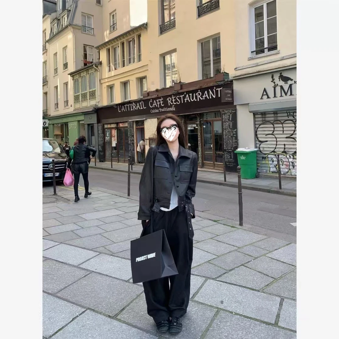 【限量仅一批清完下架】Rose同款 复古皮衣外套女短款百搭夹克上衣