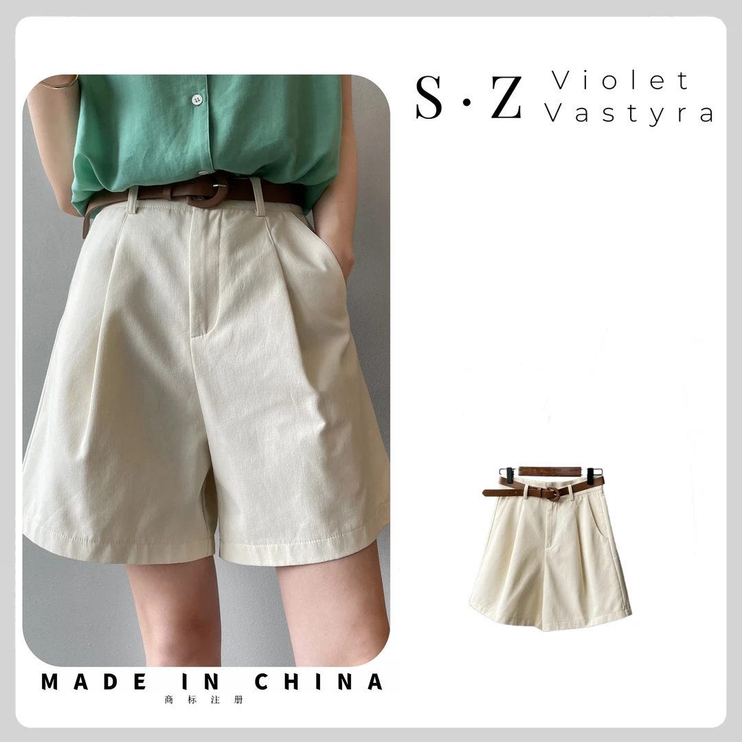 工装短裤女新款韩版高腰显瘦宽松直筒阔腿休闲裤YS9573