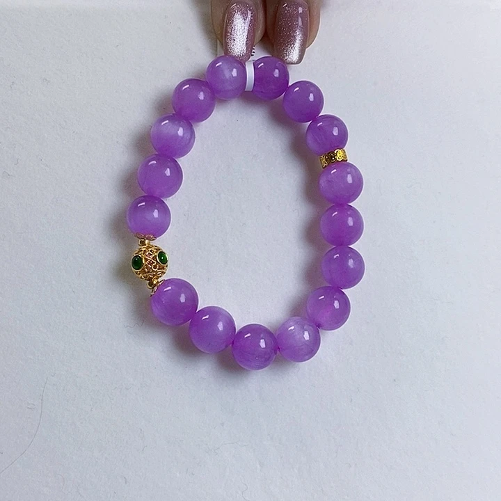 锂辉石紫锂辉高冰收藏级顶配手串11+未镶嵌