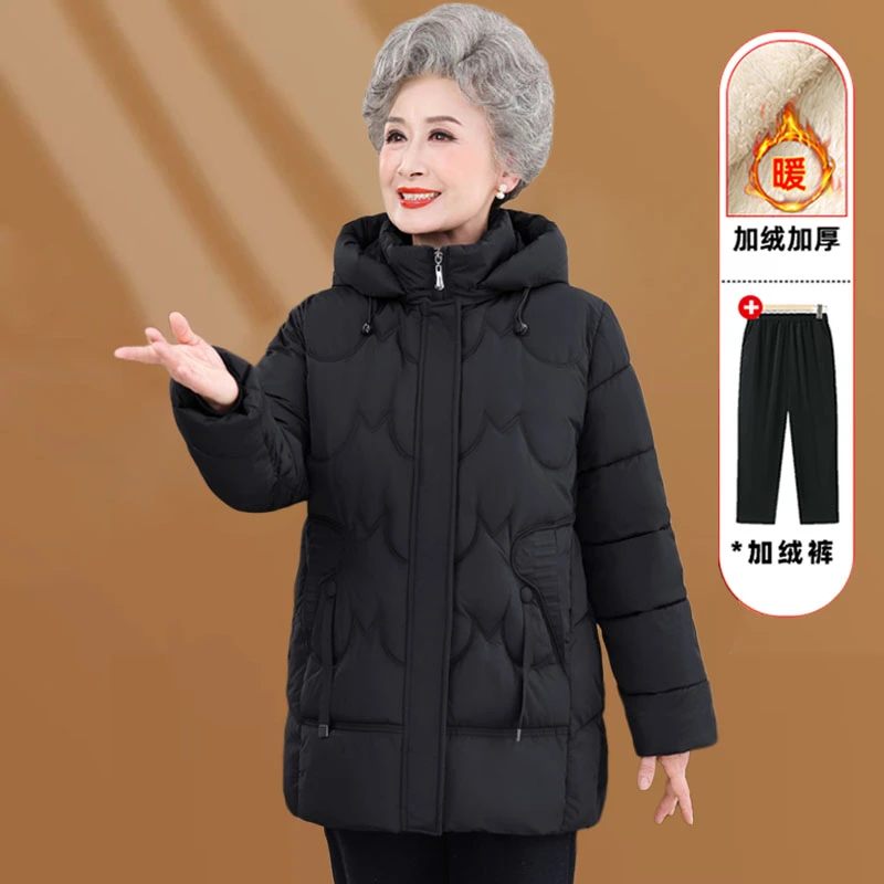 棉袄女冬季妈妈60多岁中老年人奶奶加厚保暖冬装连帽棉衣棉服外套