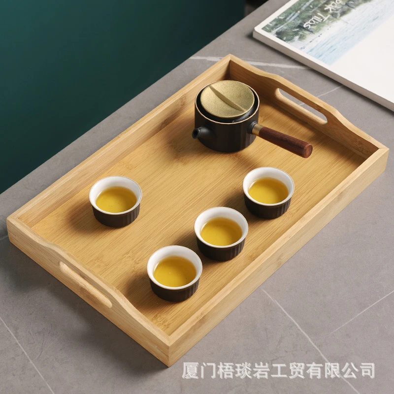 竹制托盘木日式茶盘家用长方形茶水杯托盘面包盘端菜支持