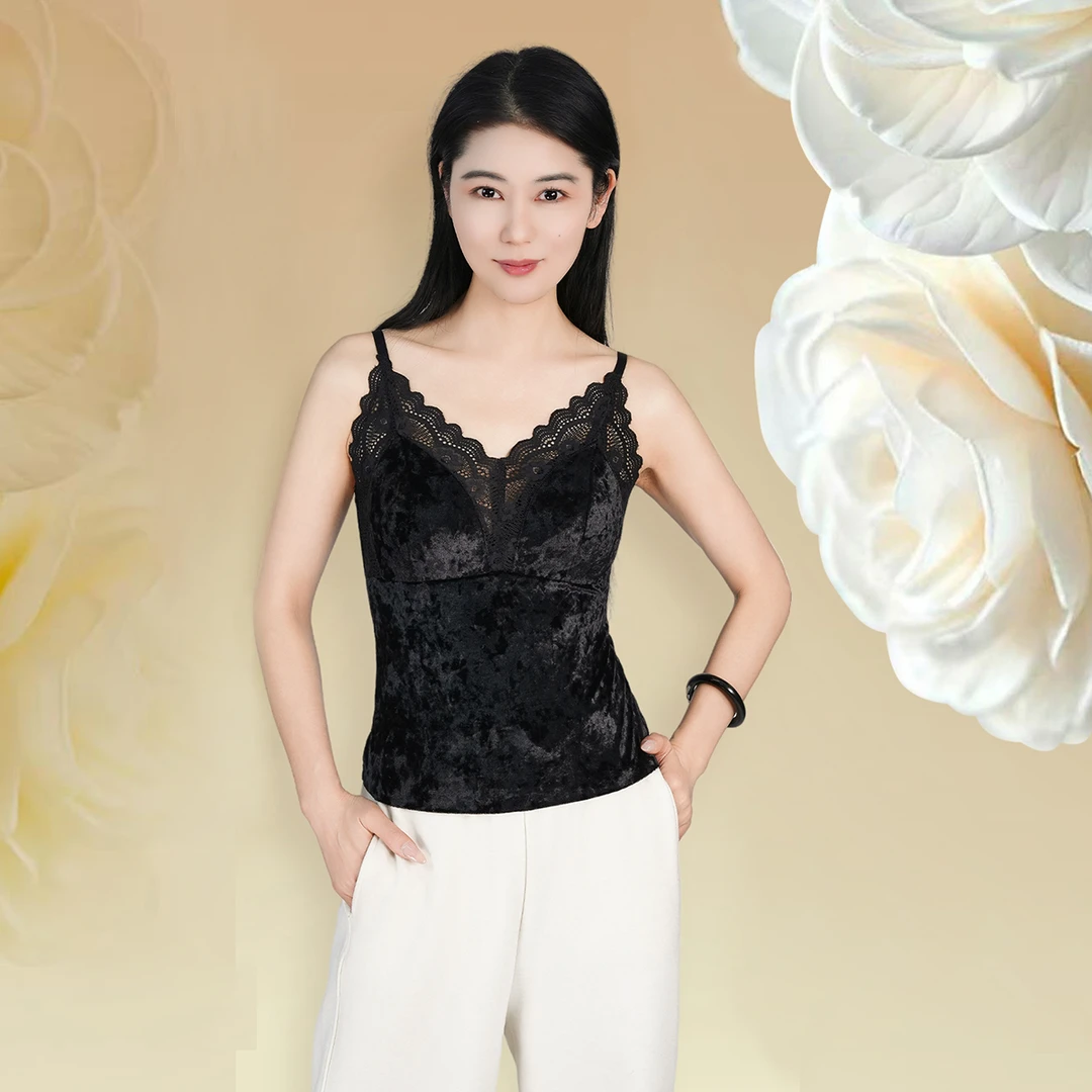 2025秋冬国风丝绒女打底内搭保暖通勤百搭美背吊带背心WHDFI11255