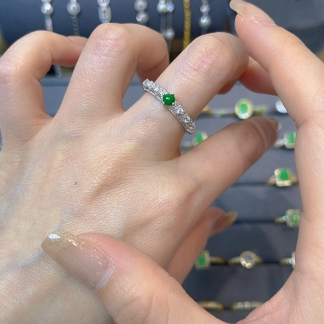 翡翠戒指银S925镶嵌我