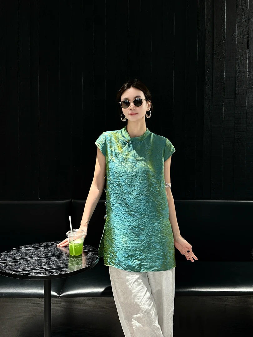 【绮萝】新中式幻彩花萝提花斜襟上衣