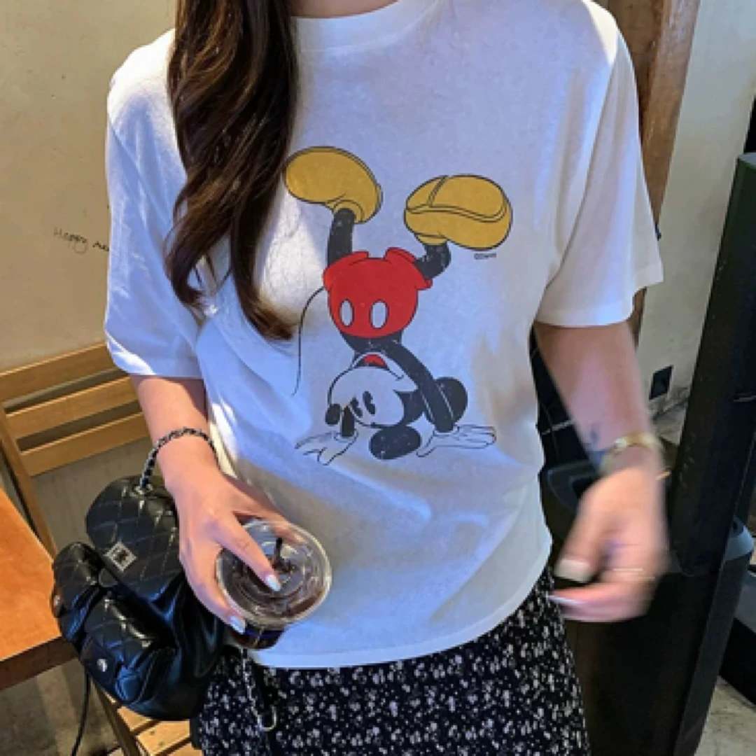 韩国拆包卡通印花网红米奇T恤街头风短袖ins时尚圆领休闲