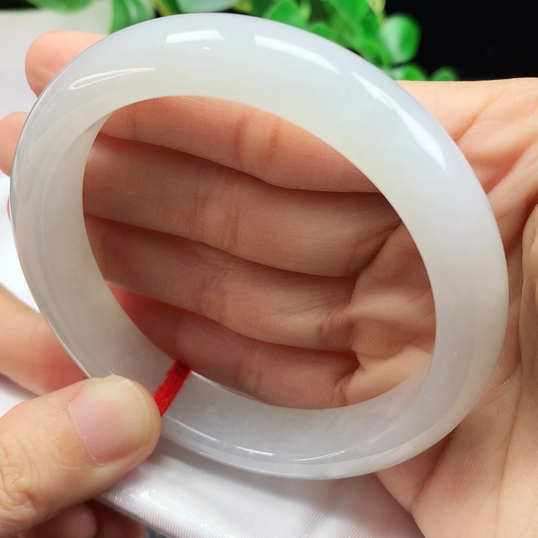 未镶嵌手镯翡翠58.8圈口白月光124