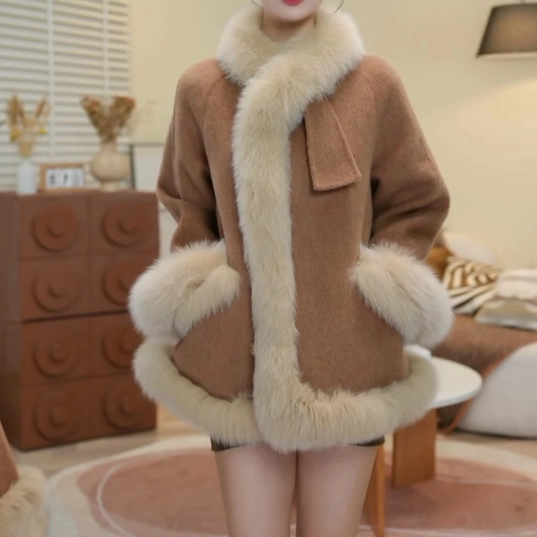 拉夏贝尔法式宽松时尚短外套2025秋冬季新款百搭气质洋气减龄上衣