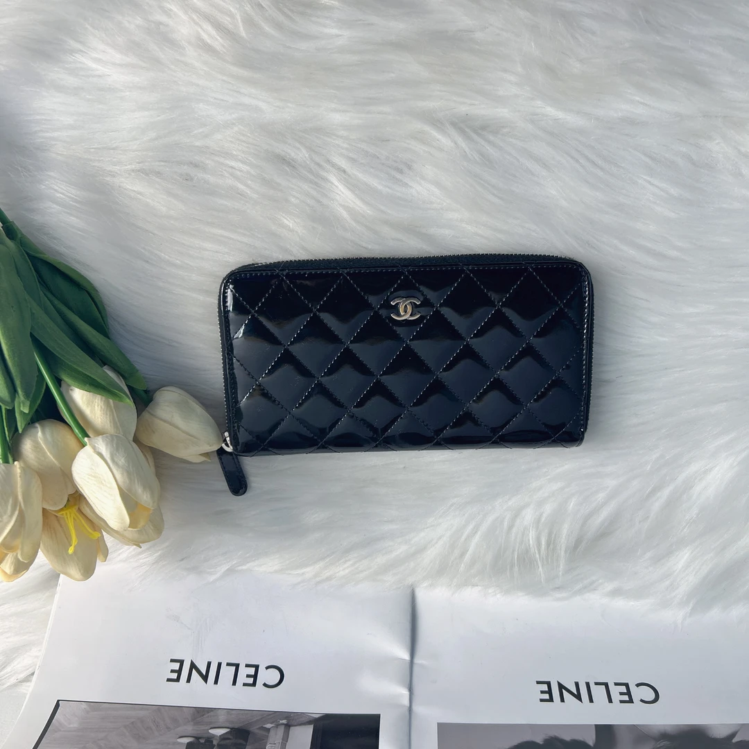 95新 Chanel/香奈儿 香奈儿黑色菱格纹钱包