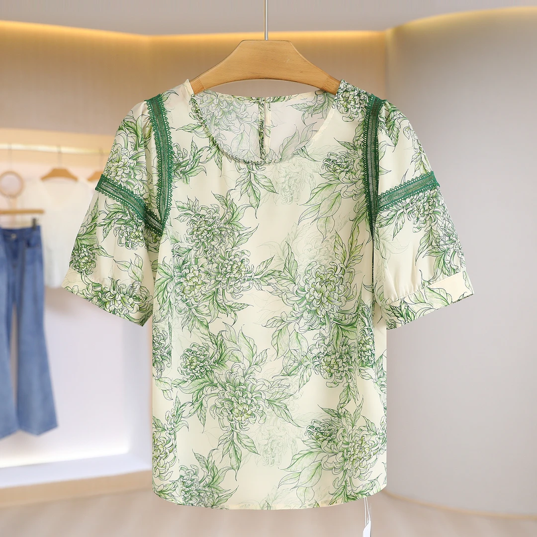 S1283-伍莎服饰云仓百搭时尚新款雪纺衫夏季#SAM46S042