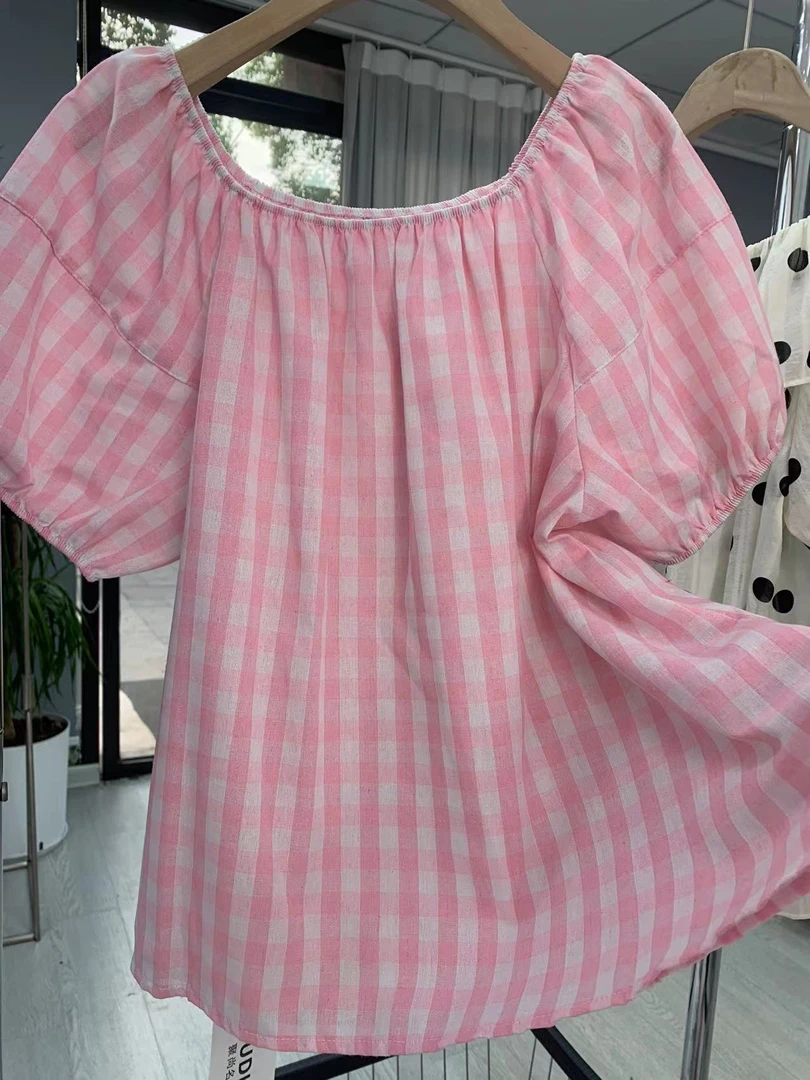 民哥服饰  【063-112看编号】新款格子洋气上衣均码