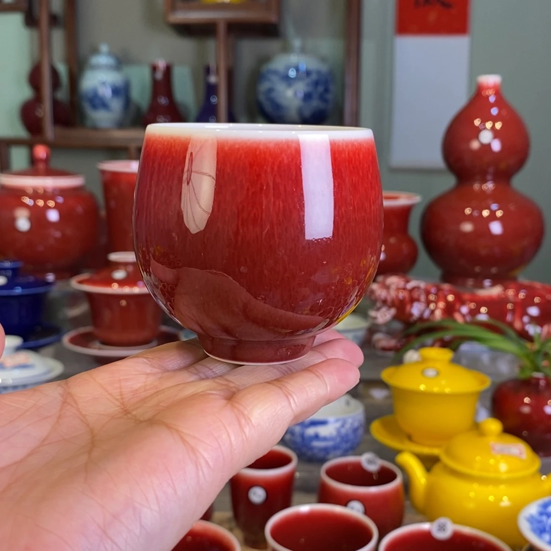 清欢雅玩原矿郎红福利龙蛋杯