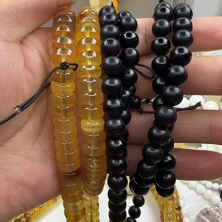 大果紫檀（缅甸花梨）牛角算盘珠5号随机发