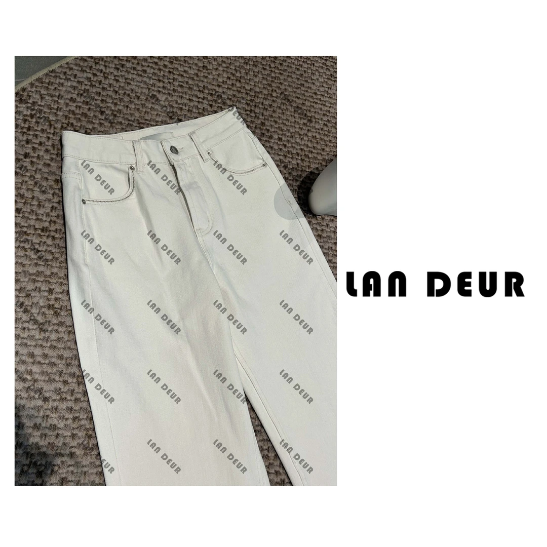 JIUJIU【梦游城市】百搭直筒长裤简约白色春款牛仔裤