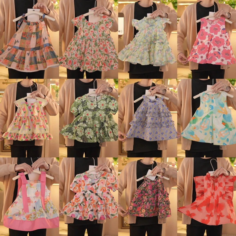 【瑞果麻麻】女童碎花拼接棉布连衣裙夏季透气清凉感连体裙2024