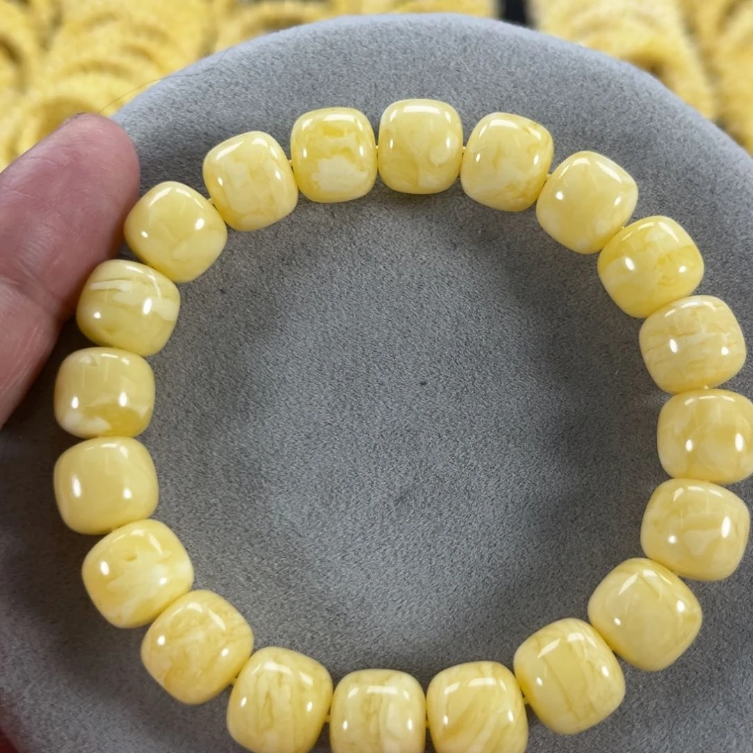 蜜蜡手串未镶嵌纯天然俄料白花虎皮