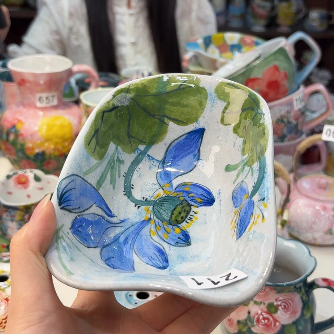 瓷片景德镇手绘高温釉下彩陶瓷茶具