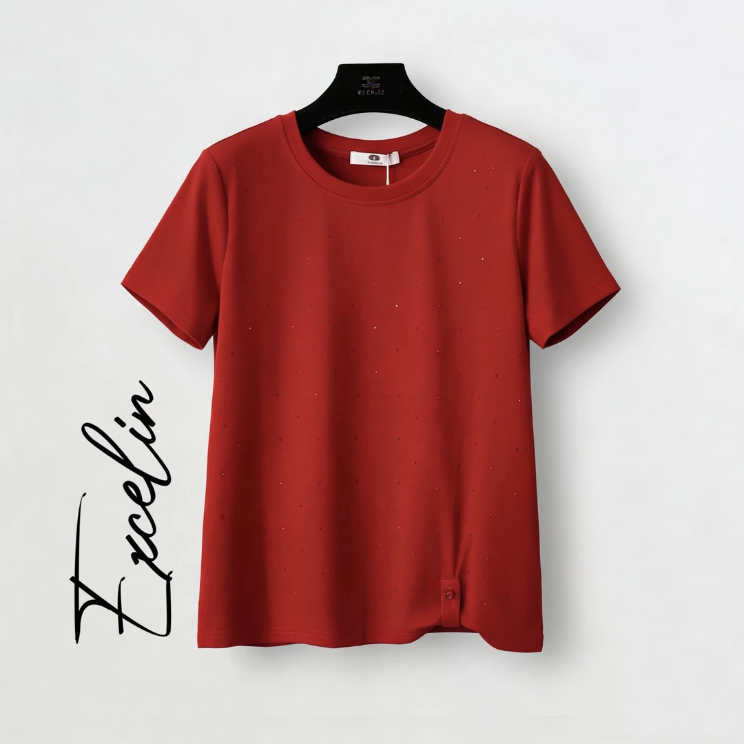 反季破价【正红红钻短袖圆领】夏季舒适薄款显瘦减龄T恤女上衣