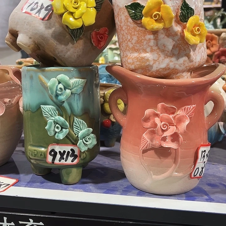 瓷片花盆多肉植物艺术品