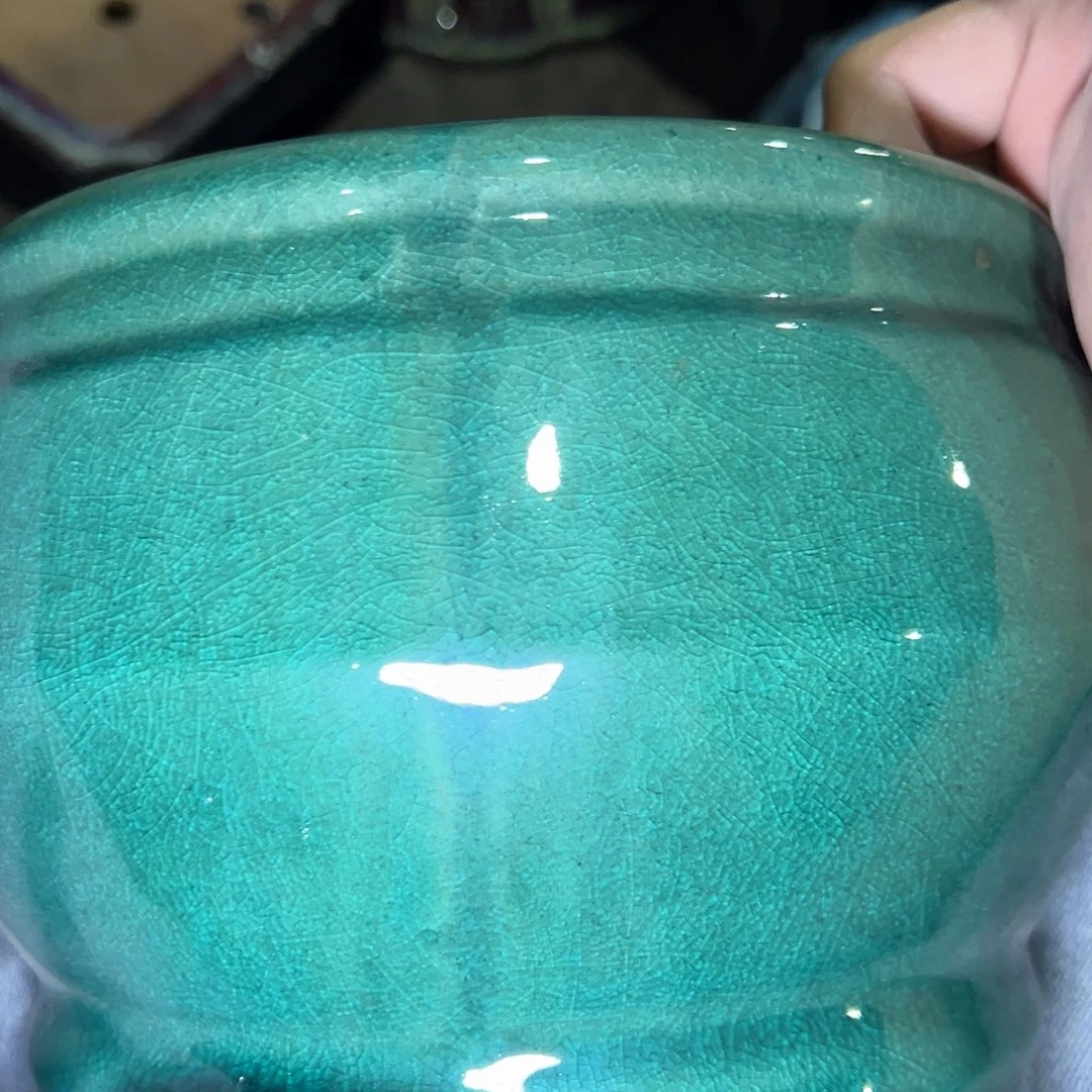 正宗岭南石湾盆放漏微瑕