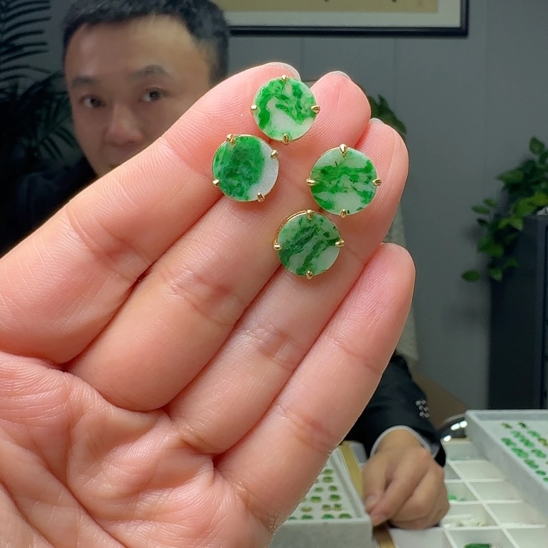 翡翠银S925镶嵌耳饰多样性发货其一
