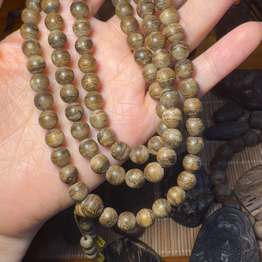 沉香沉香碎屑吕*多正区文莱软丝99沉 18.8g 7mm念珠