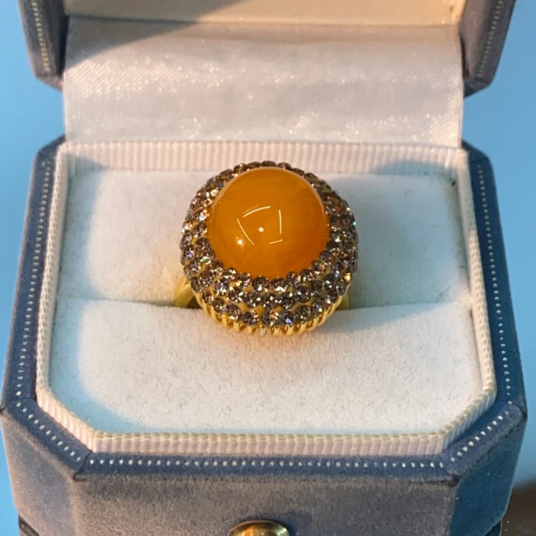 铜合金合成锆石戒指 TTSD 黄色时尚潮流百搭款戒指 030