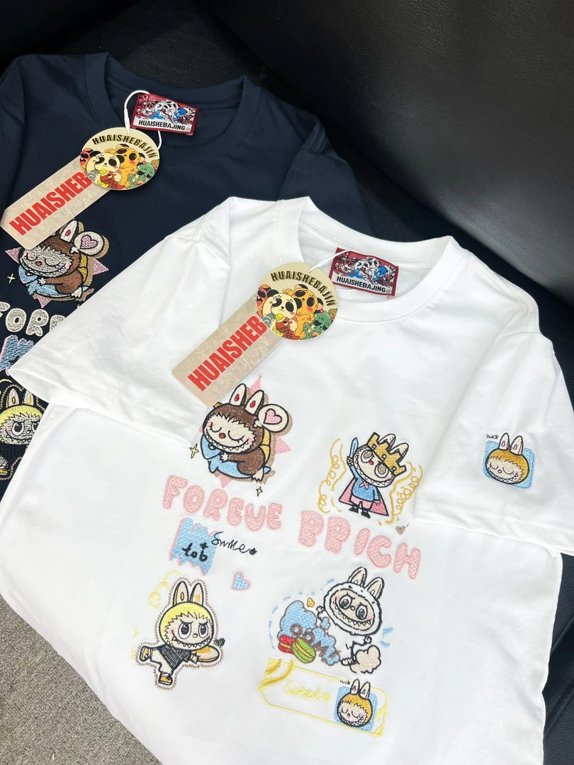 079【夏季新款】胸前重工满绣卡通布布宽松圆领短袖（ZL05）