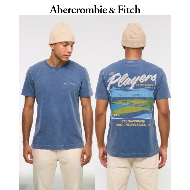 AF男装25夏季款美式复古印花图案百搭圆领短袖T恤 123-5016