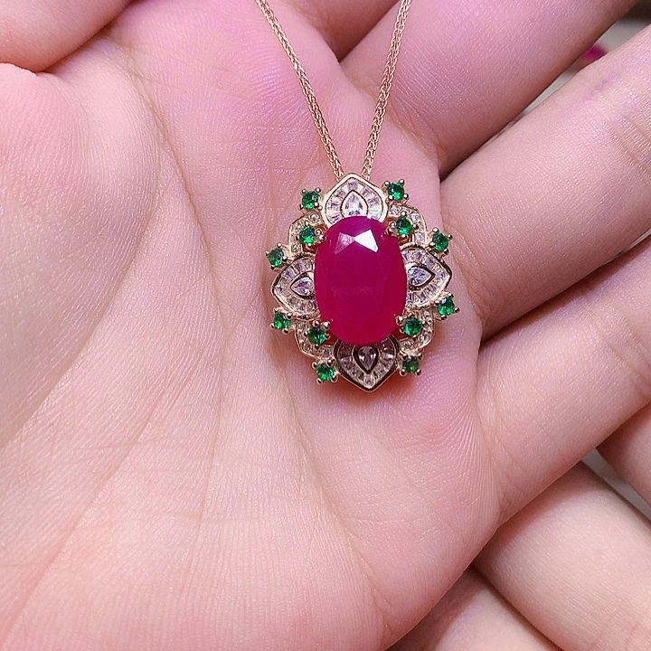 用***1颈饰红宝石银S925镶嵌