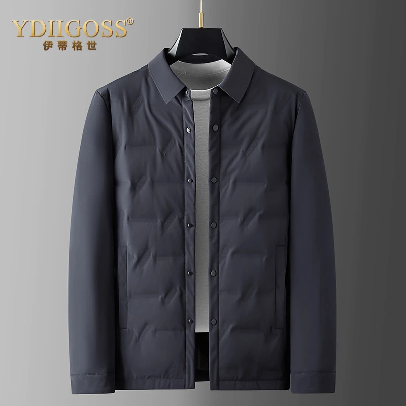 YDIIGOSS休闲羽绒服男2025秋冬季新款翻领短款外套商务鹅绒羽绒夹