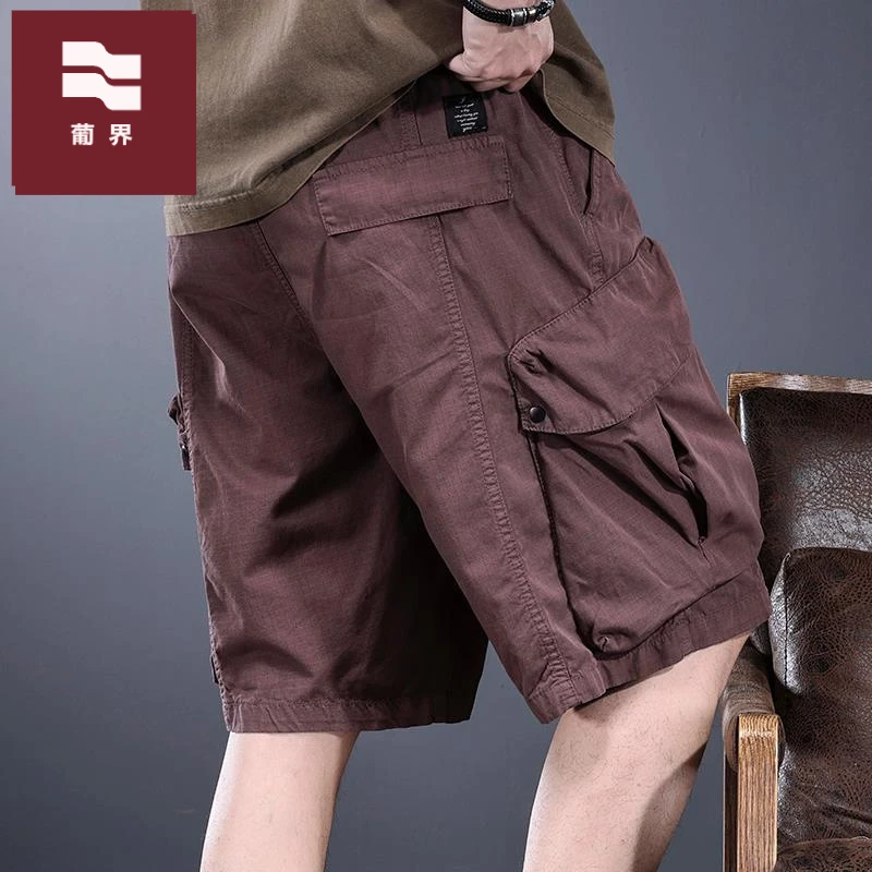 潮牌工装短裤男2025夏季新款宽松阔腿运动裤美式松紧腰休闲五分裤