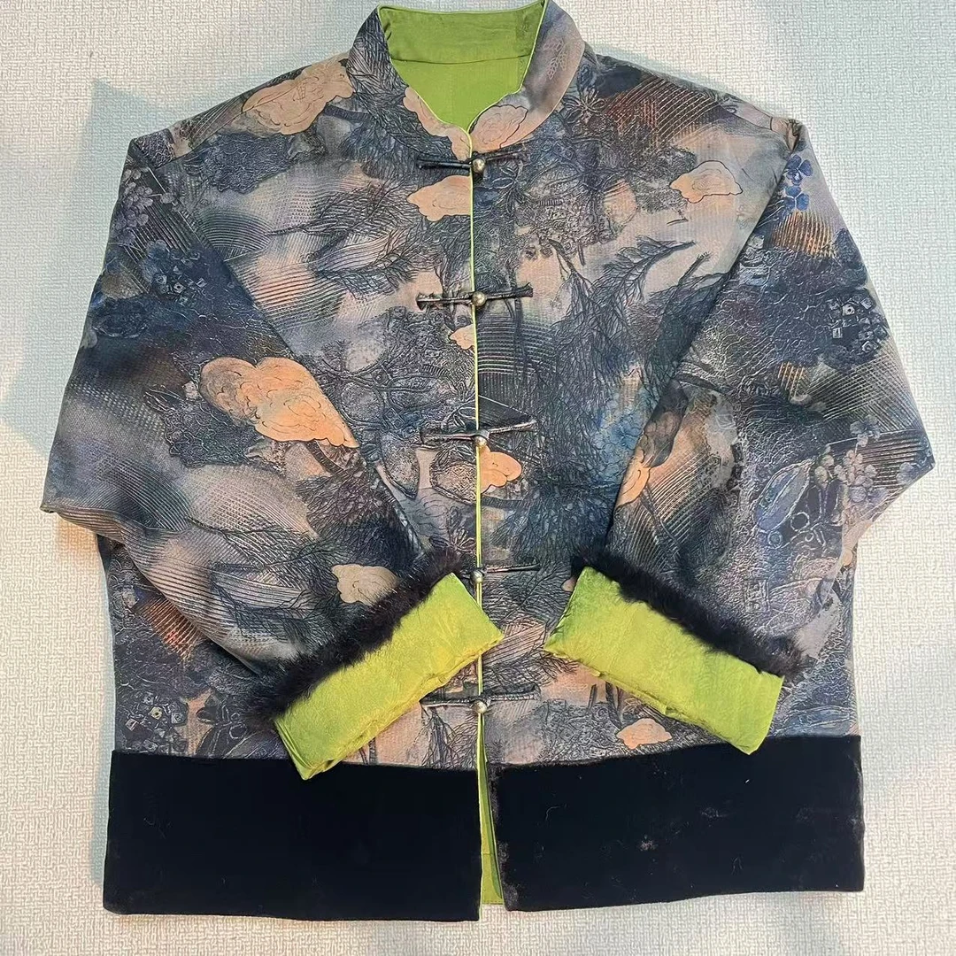 时光锦【小桥流水】新中式双面穿气质网红重磅日常上衣WTD6718004