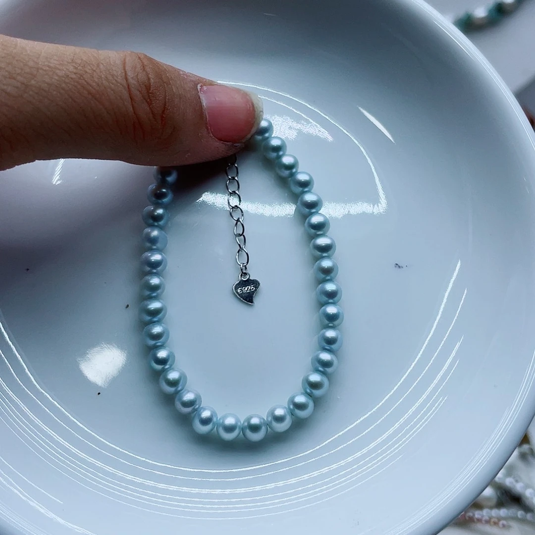 银S925镶嵌手链淡水珍珠
