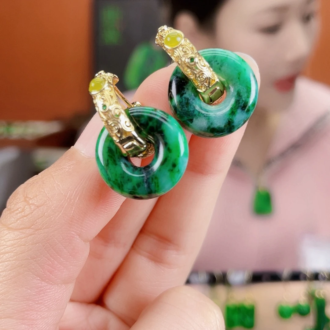 翡翠未镶嵌耳饰饰品