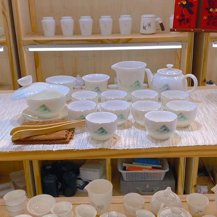 【不止】羊脂玉瓷茶具套装