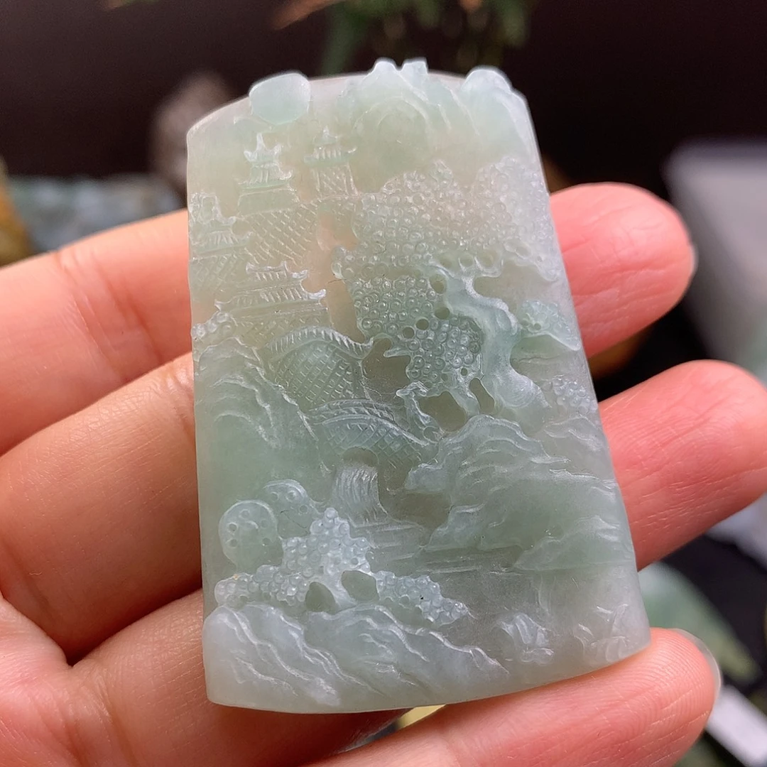 定制翡翠未镶嵌山水