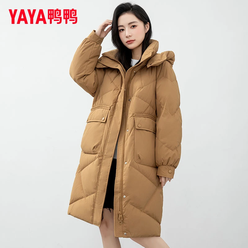 YAYA/鸭鸭羽绒服2025新年中长款品牌时尚洋气高端加厚鸭绒外套