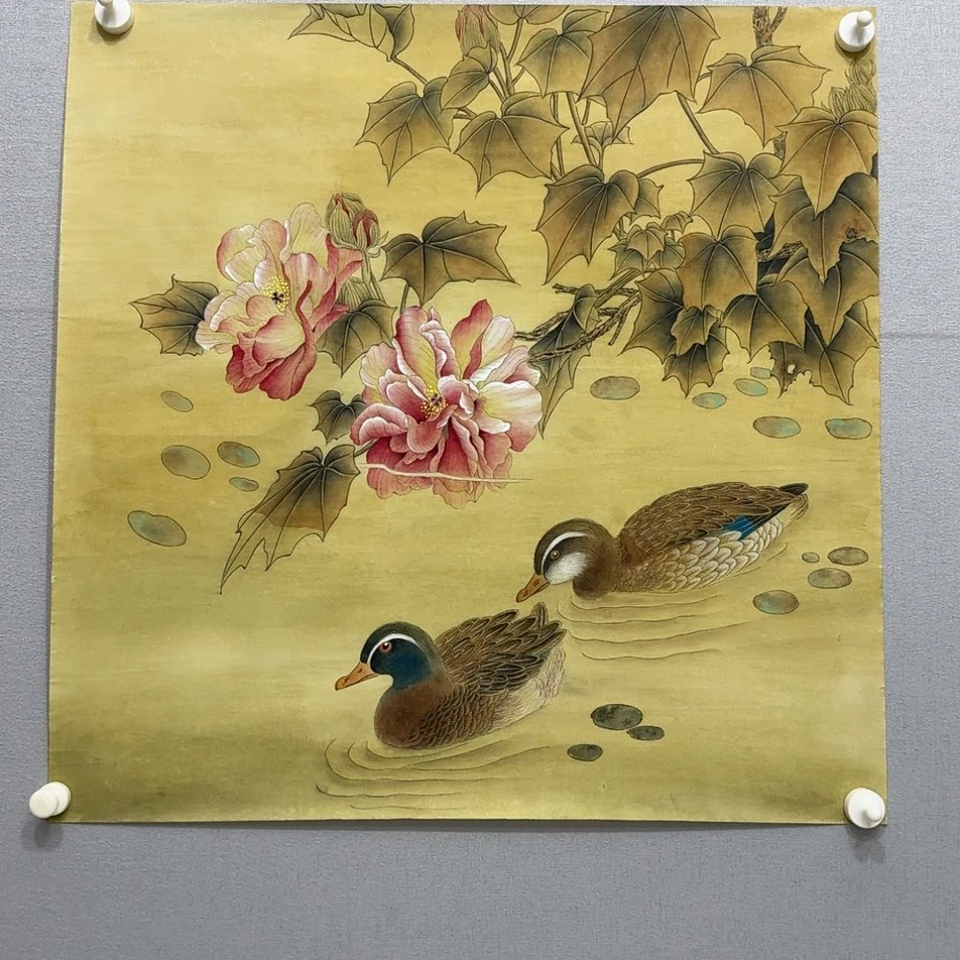 国画工笔精品花鸟斗方贾敏